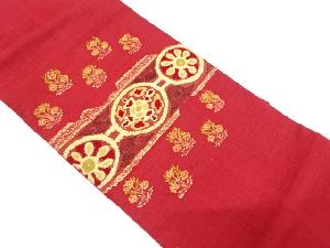 手織り紬　花に丸文様織り出し名古屋帯